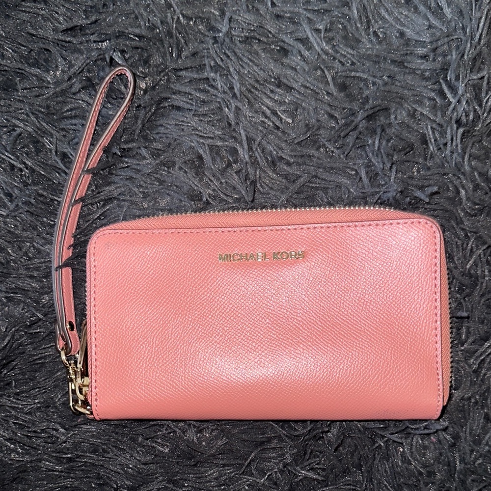 Michael Kors Pink Zip-Around Wristlet Wallet